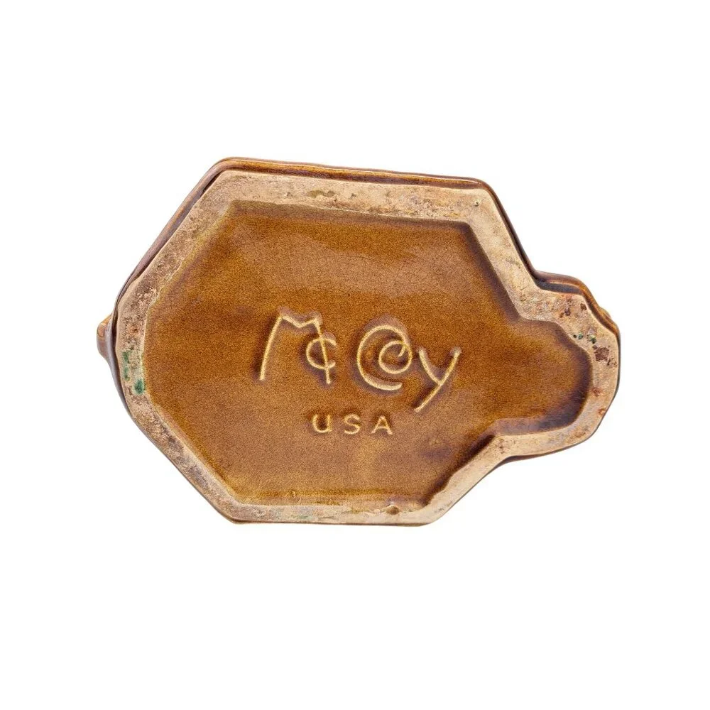 Vintage McCoy Pottery Wishing Well Planter Brown Green Pot Grant A Wish To Me